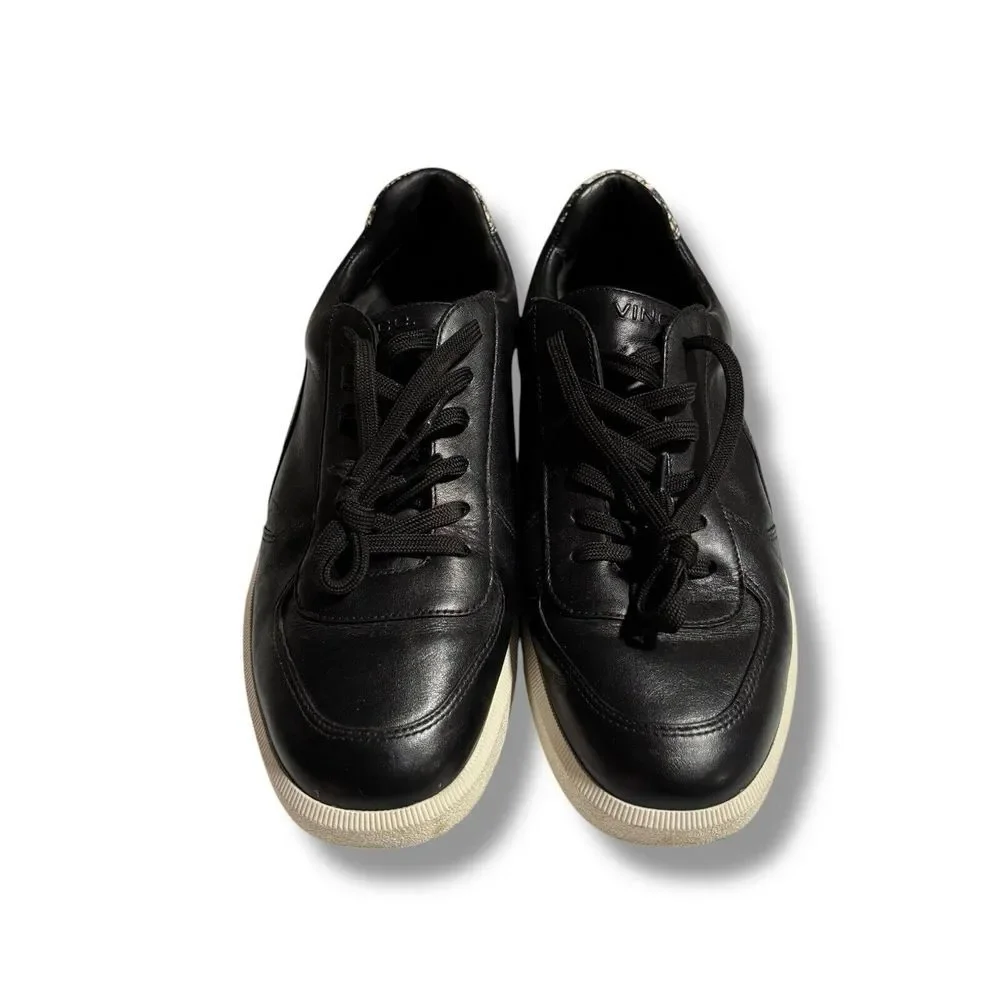 Vince Sneakers Shoes Women's 9.5M Black Low Top Snake Leather‎ Lace Up Platform